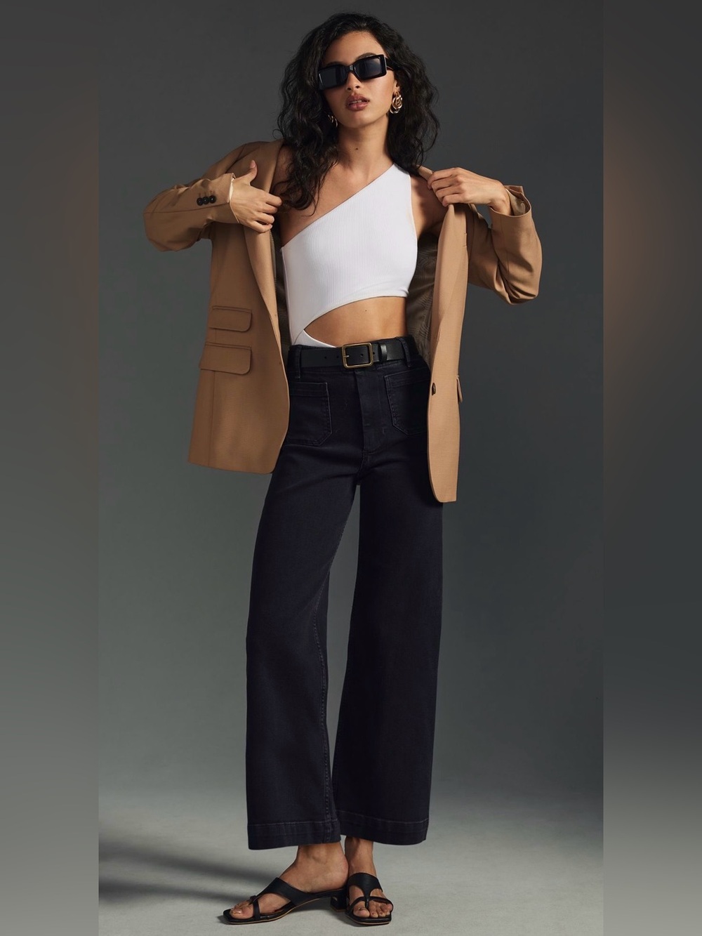 NWT ANTHROPOLOGIE PILCRO The Skipper Wide Leg Jeans Crop Black Gray 28